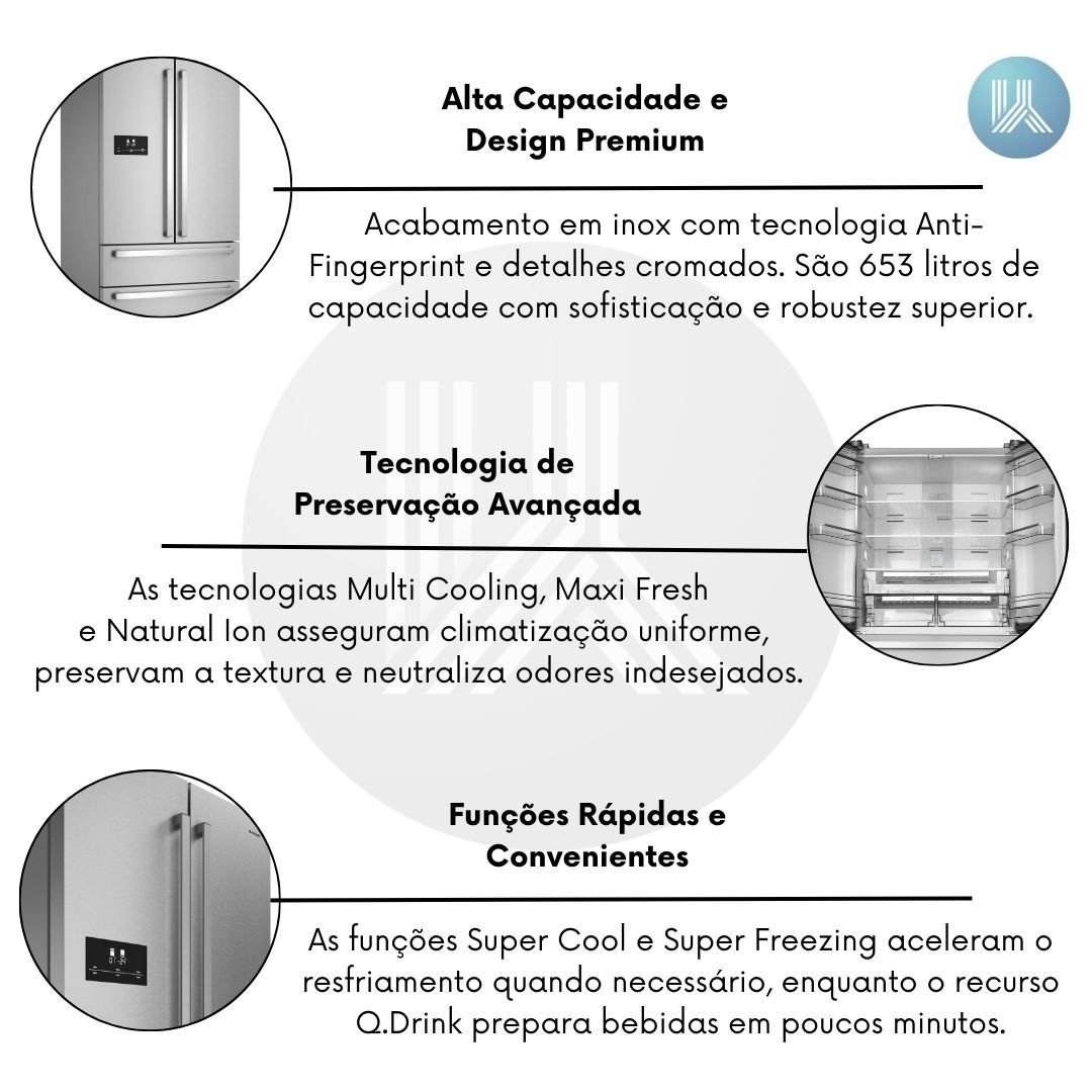 Refrigerador French Door Elettromec Inox 653 Litros 220V - Inoxlon